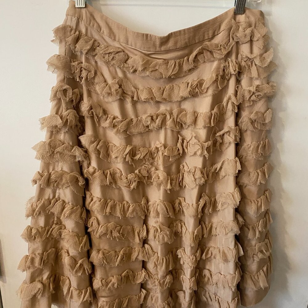 Wyeth By Todd Magill Seasonal Collection Nude/Blush Silk Ruffle Skirt 6/8 Small View 2